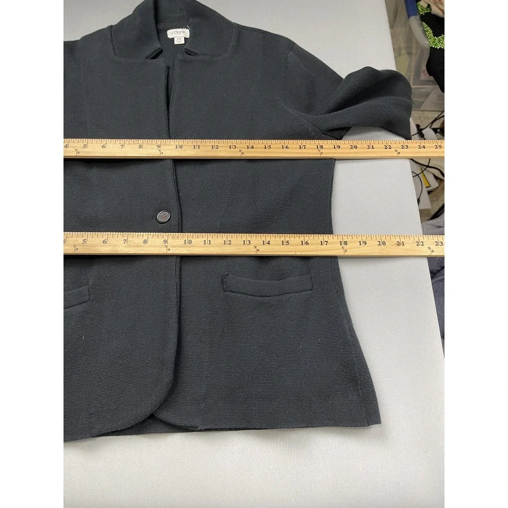 J Crew Women's Petite Medium PM Cotton Open Cardigan Sweater‎ Jacket Black